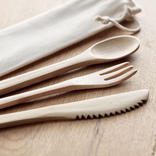 Bamboo cutlery set reusable - Image 3